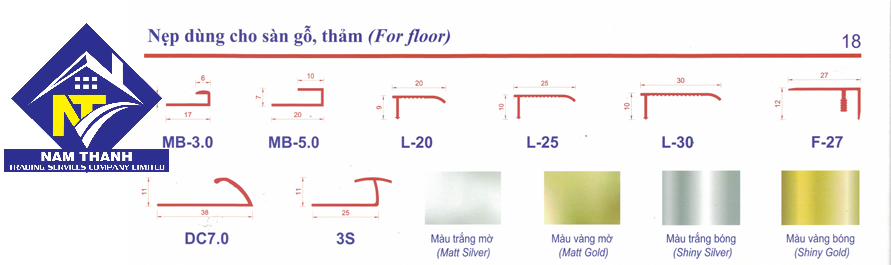 các loại nẹp phổ biến dùng cho sàn gỗ