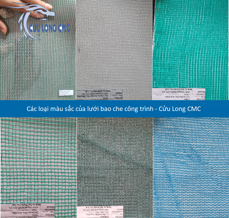 Các loại màu sắc của lưới bao che công trình Cửu Long CMC