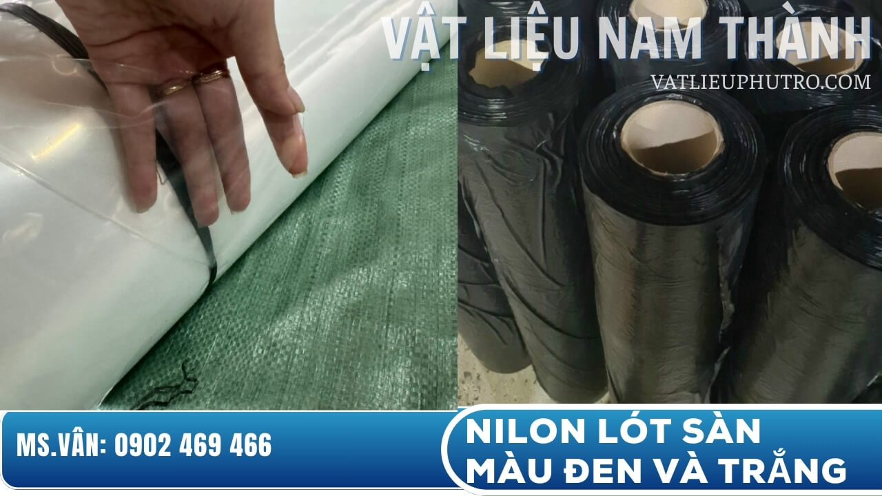 Nilon lót sàn đổ bê tông màu trắng và đen