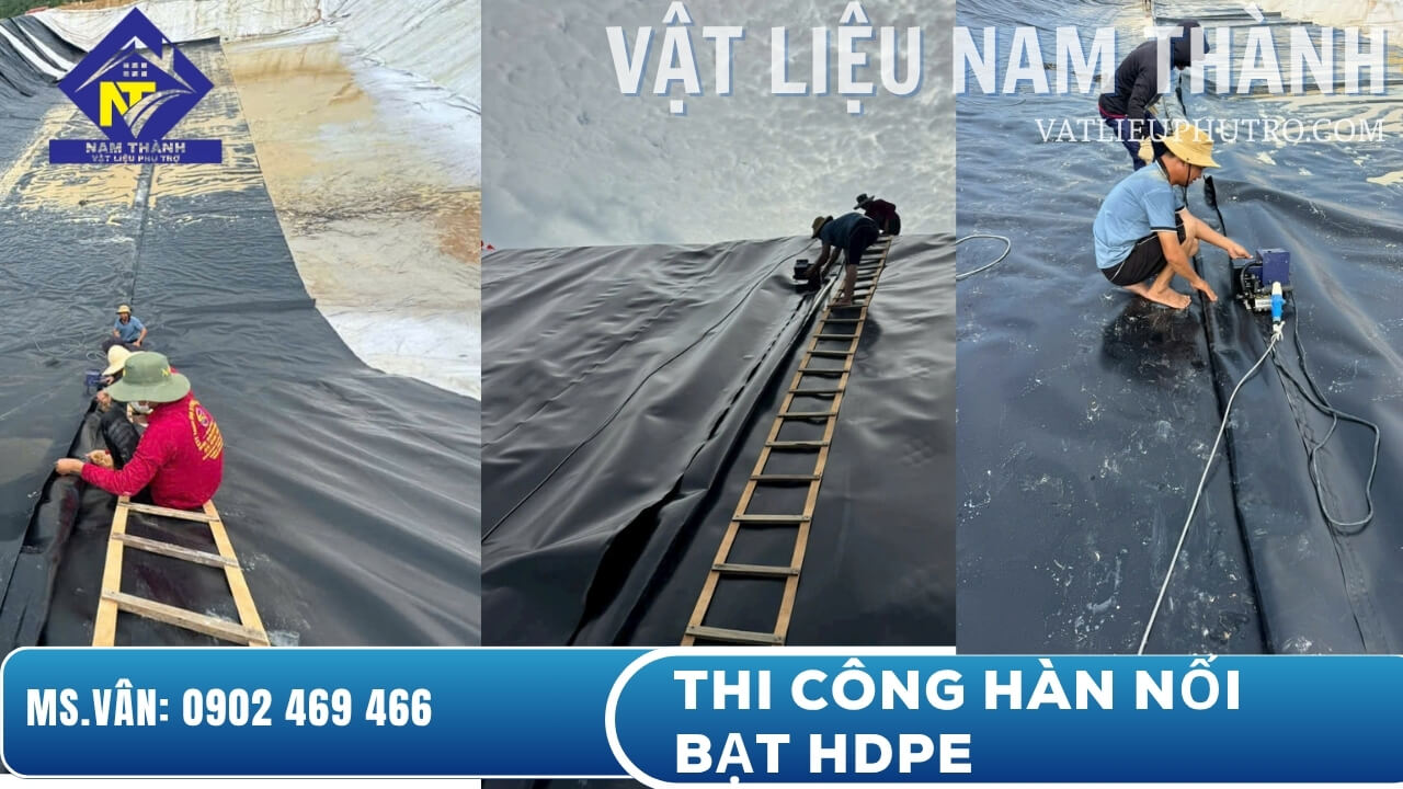 Thi công bạt HDPE lót hồ nuôi tôm cá