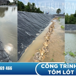 Hoàn thành công trình bạt lót hồ nuôi tôm cá ở An Giang