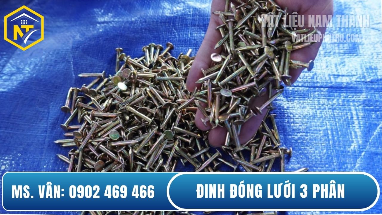 Đinh 3 phân đóng lưới tô tường
