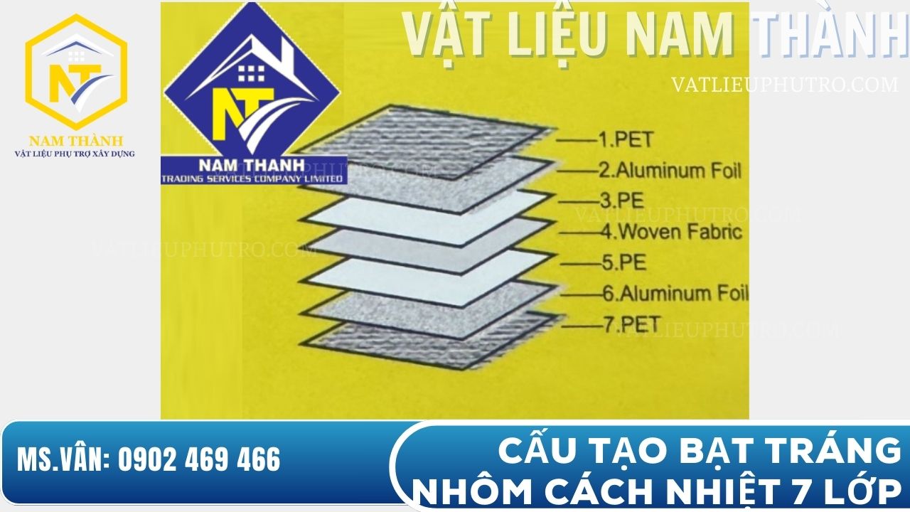 cấu tạo bạt trần cách nhiệt tráng nhôm 7 lớp