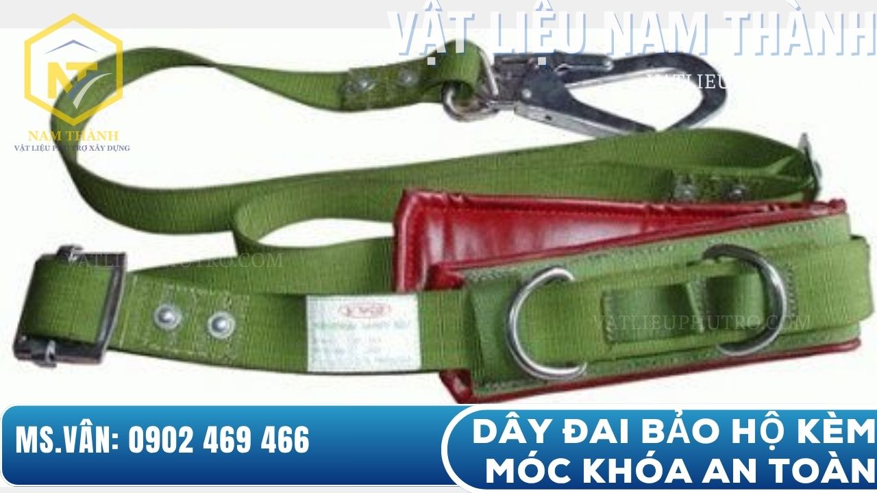 Dây đai bảo hộ kèm móc khóa an toàn dùng trong thi công công trình trên cao, chống ngã hiệu quả – Vật tư Nam Thành