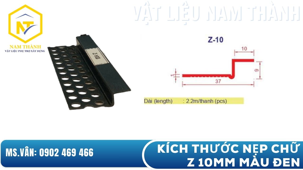 Kích thước nẹp chữ Z màu đen