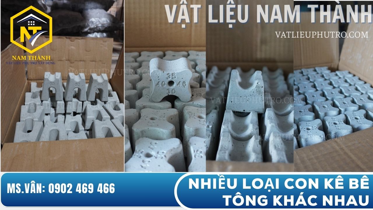 Nhiều loại con kê bê tông khác nhau, đa dạng kích thước và mẫu mã, phù hợp cho mọi công trình xây dựng – Vật tư phụ trợ Nam Thành