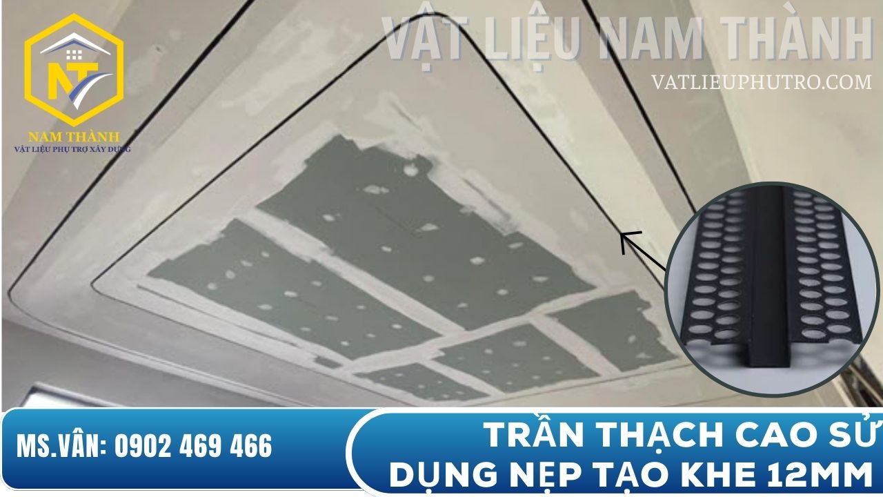 Trần thạch cao sử dụng nẹp tạo khe 12mm màu đen