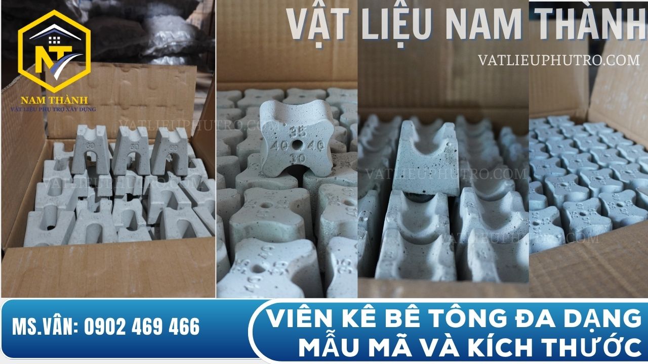 Viên kê bê tông đa dạng mẫu mã và kích thước, phù hợp cho móng, sàn, dầm, cột công trình – Vật tư phụ trợ Nam Thành
