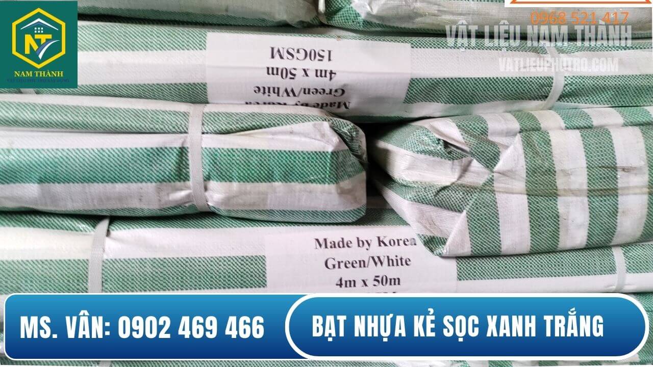 Bạt nhựa kẻ sọc xanh trắng