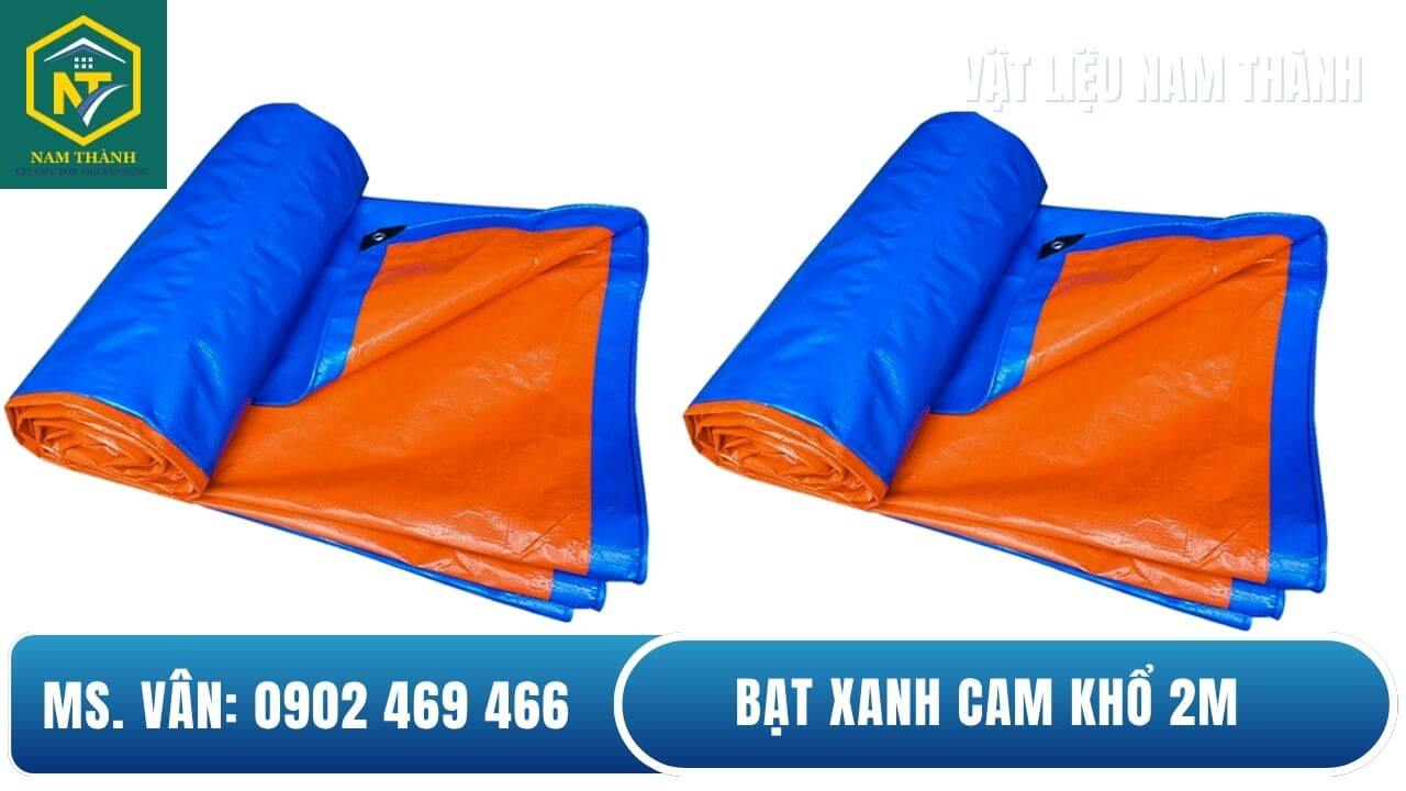 Bạt xanh cam khổ 2m