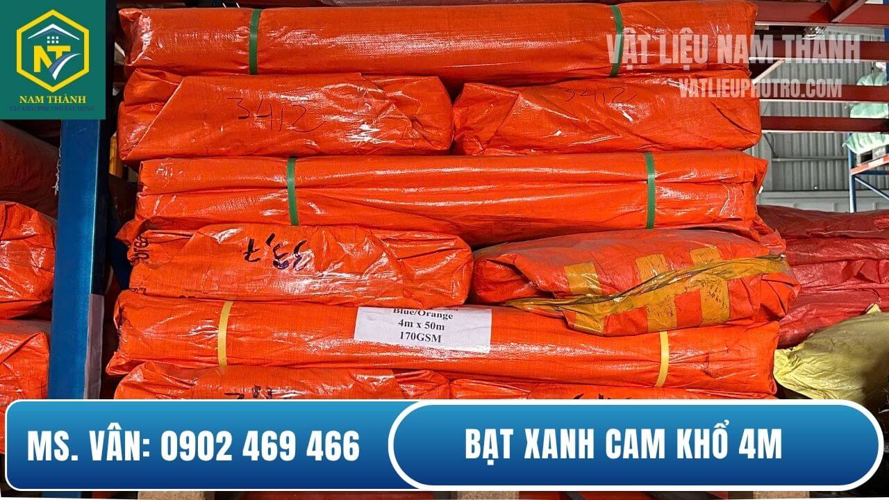 Bạt xanh cam khổ 4m