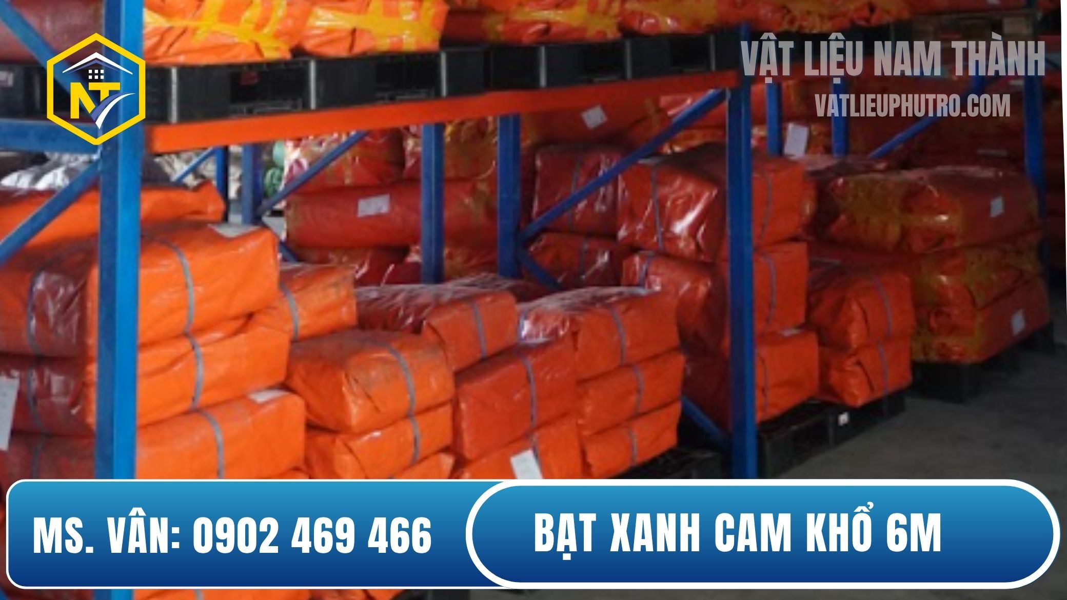 Bạt xanh cam khổ 6m