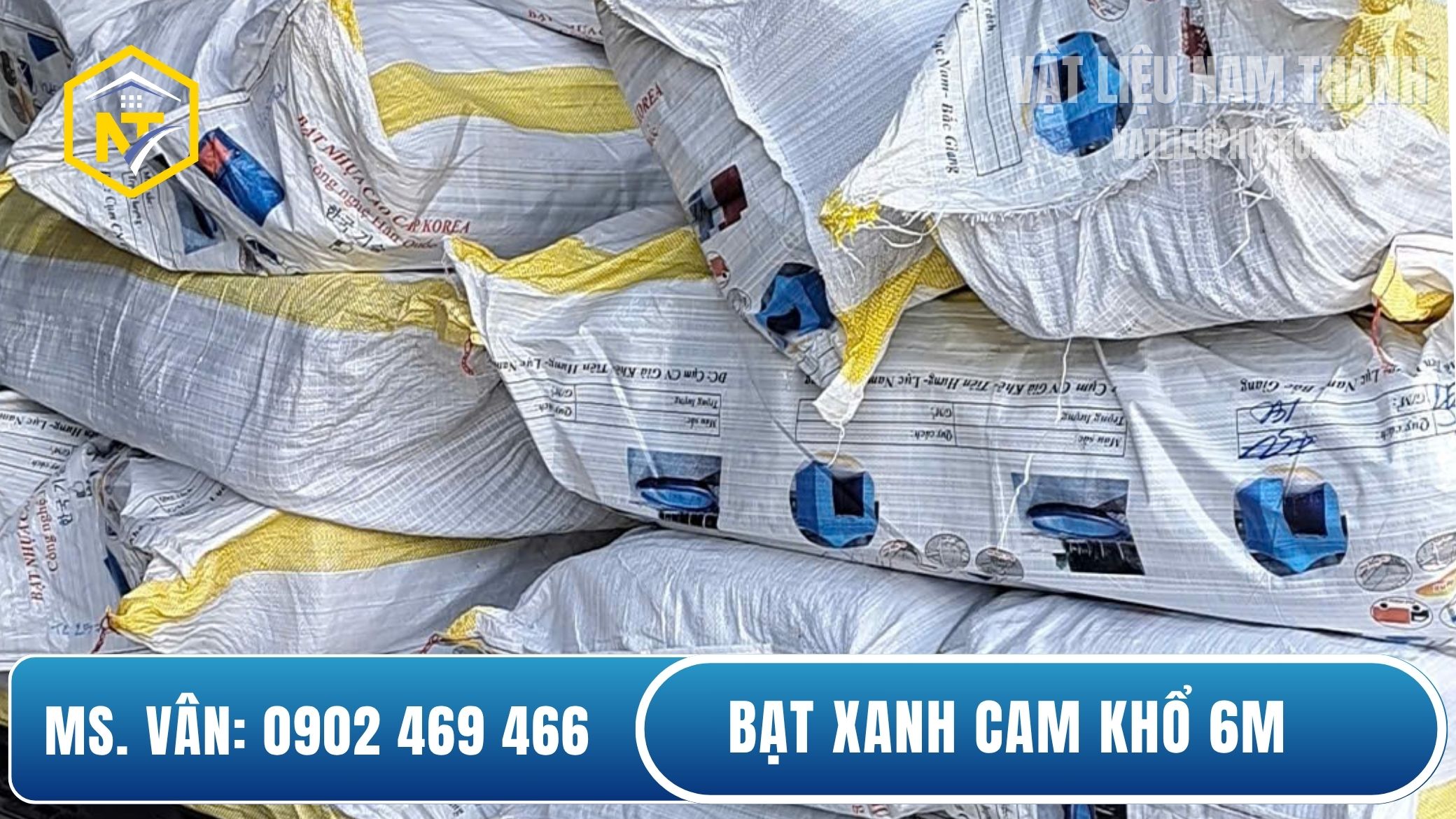 Bạt xanh cam khổ 6m