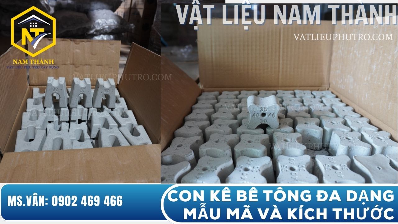 Con kê bê tông đa dạng mẫu mã và kích thước, phù hợp cho móng, sàn, dầm, cột công trình – Vật tư phụ trợ Nam Thành