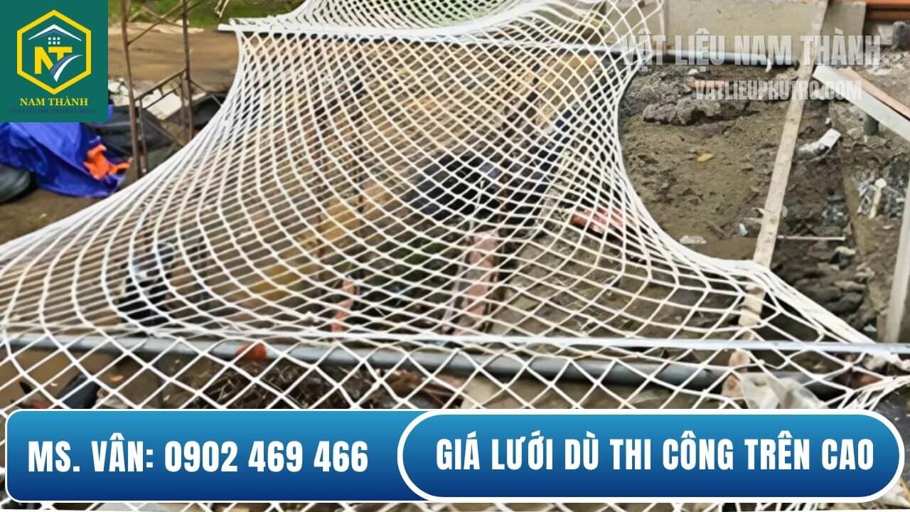 Giá lưới dù thi công trên cao