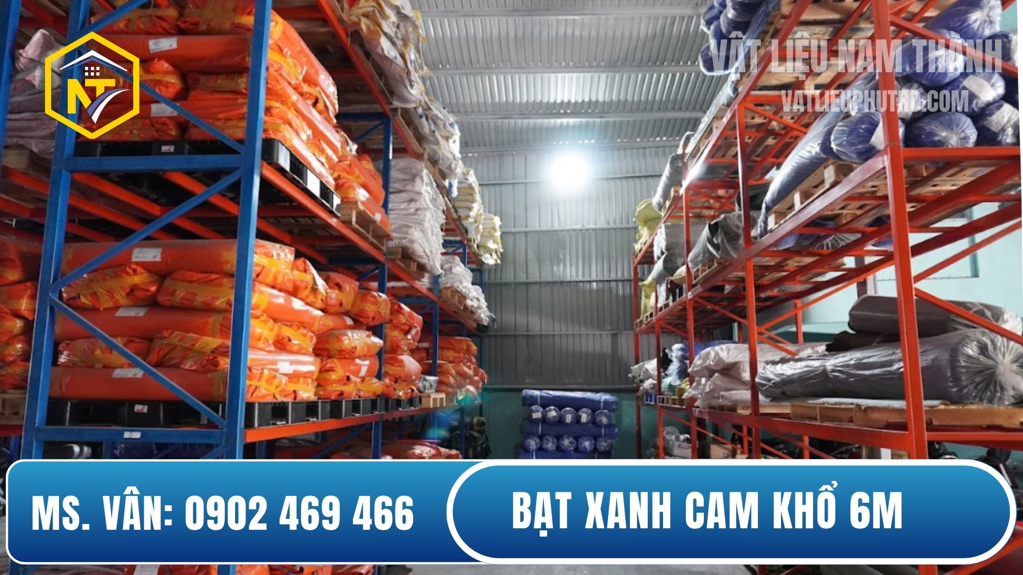 Bạt xanh cam khổ 6m