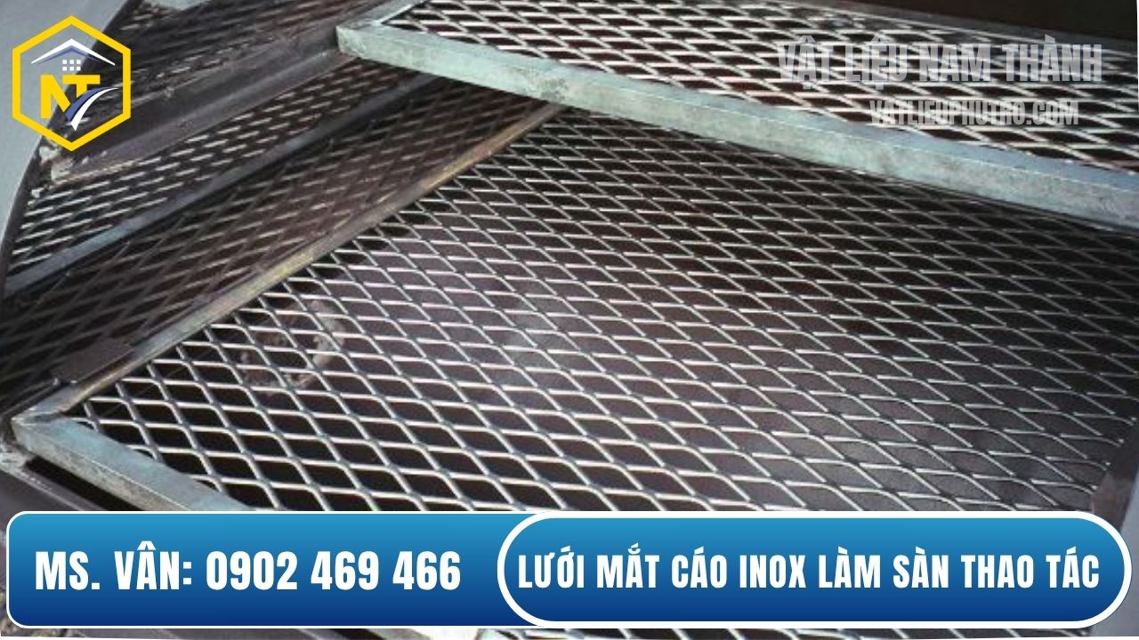 Lưới inox mắt cáo hình thoi làm sàn thao tác