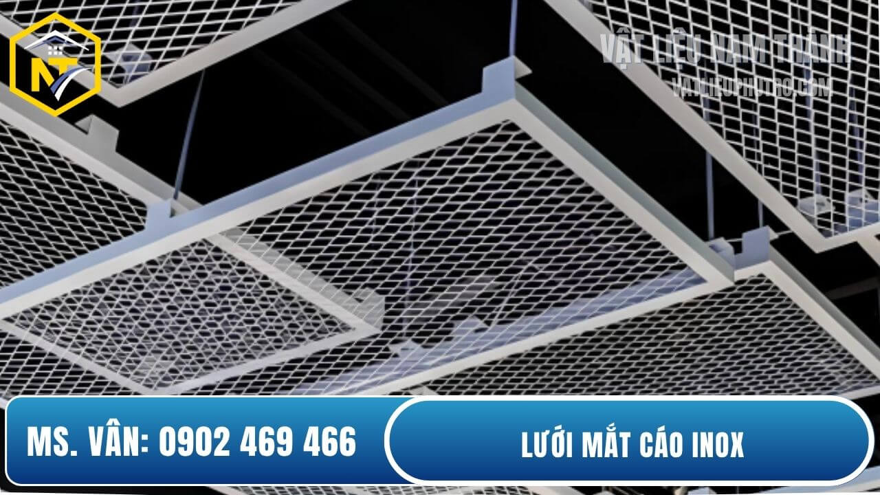 Lưới mắt cáo inox hình thoi lót trần