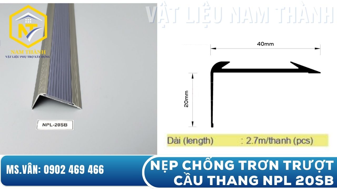 Nẹp chống trơn trượt cầu thang npl 20sb