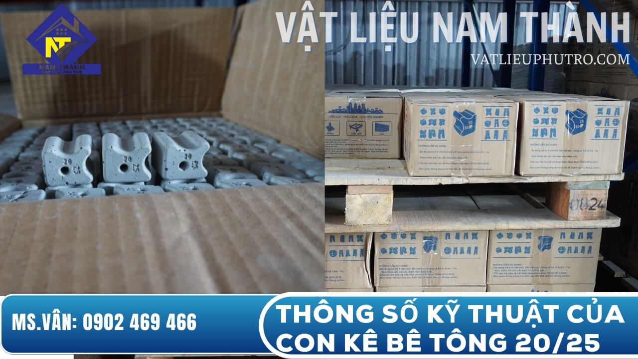 Thông số kỹ thuật của con kê bê tông 20mm 25mm
