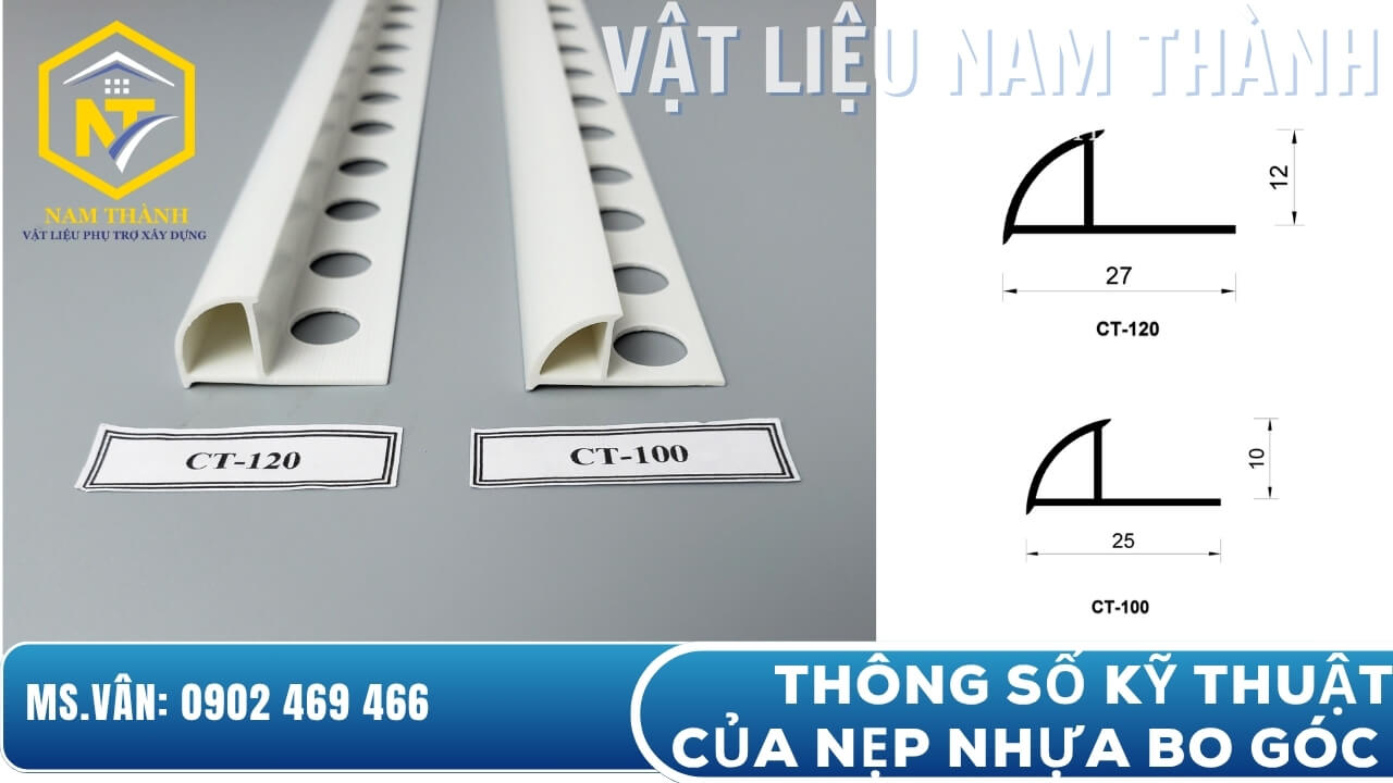 Thông số kỹ thuật của nẹp bo góc