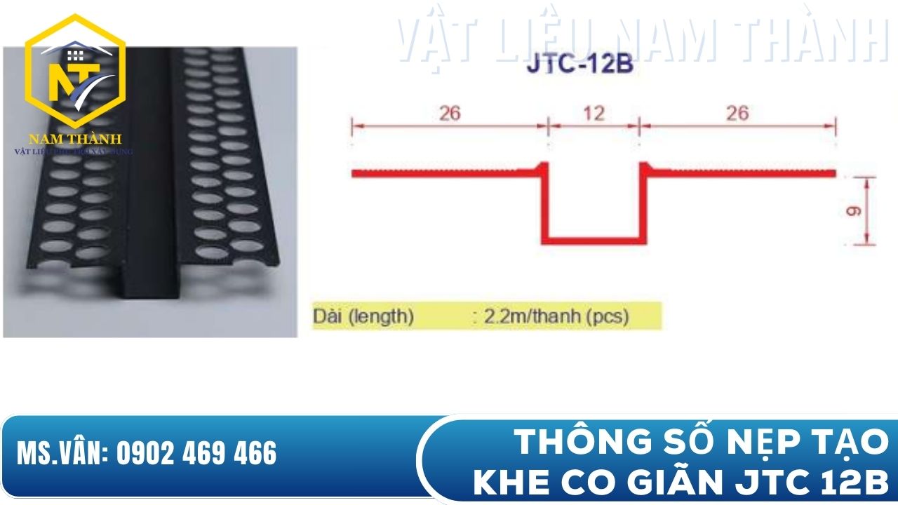 Thông số của nẹp tạo khe 12mm màu đen cho trần vách thạch cao